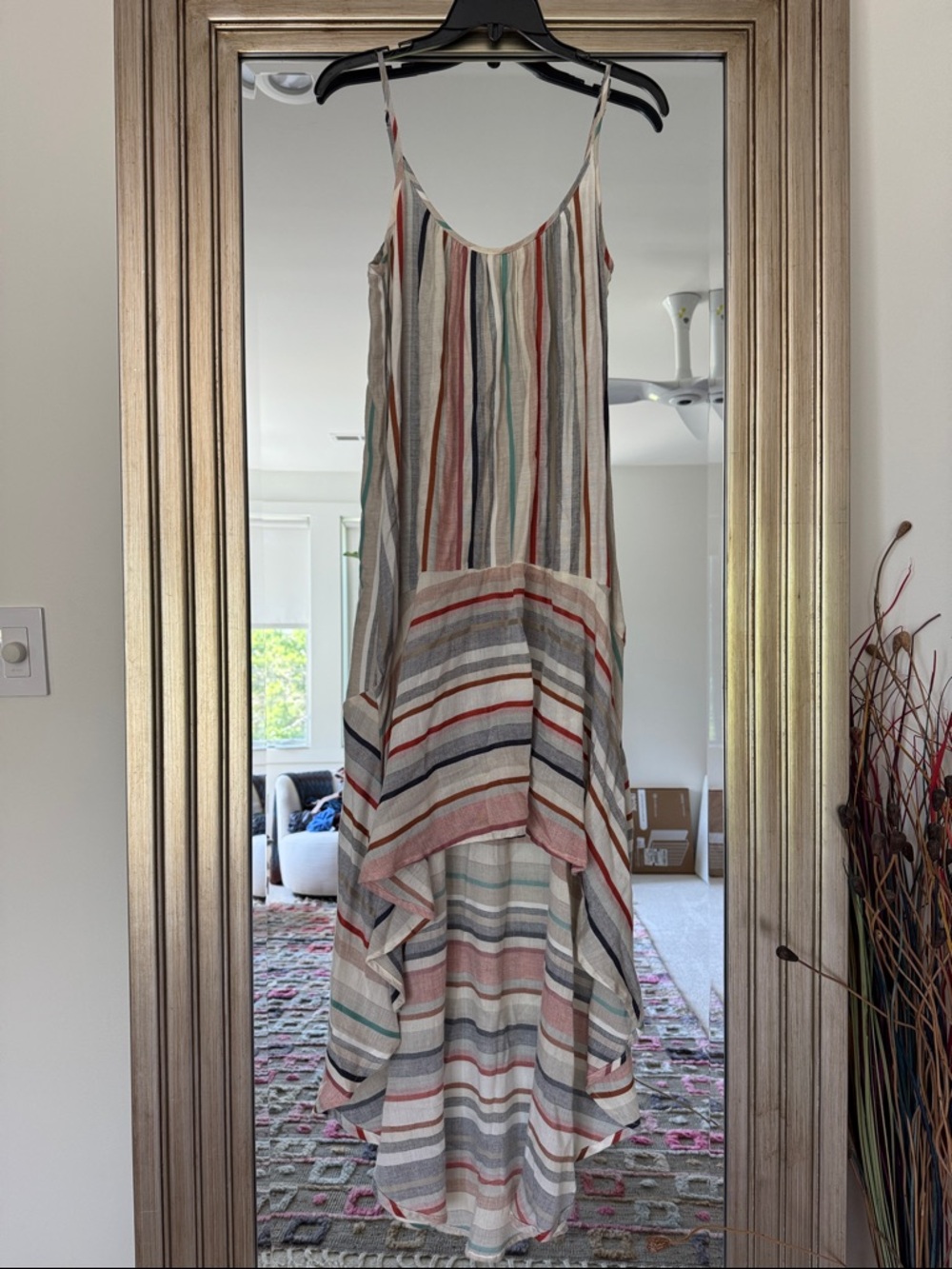 Striped Multi-Color Hi Lo Maxi Dress - Lightweight Sleeveless Summer Dress